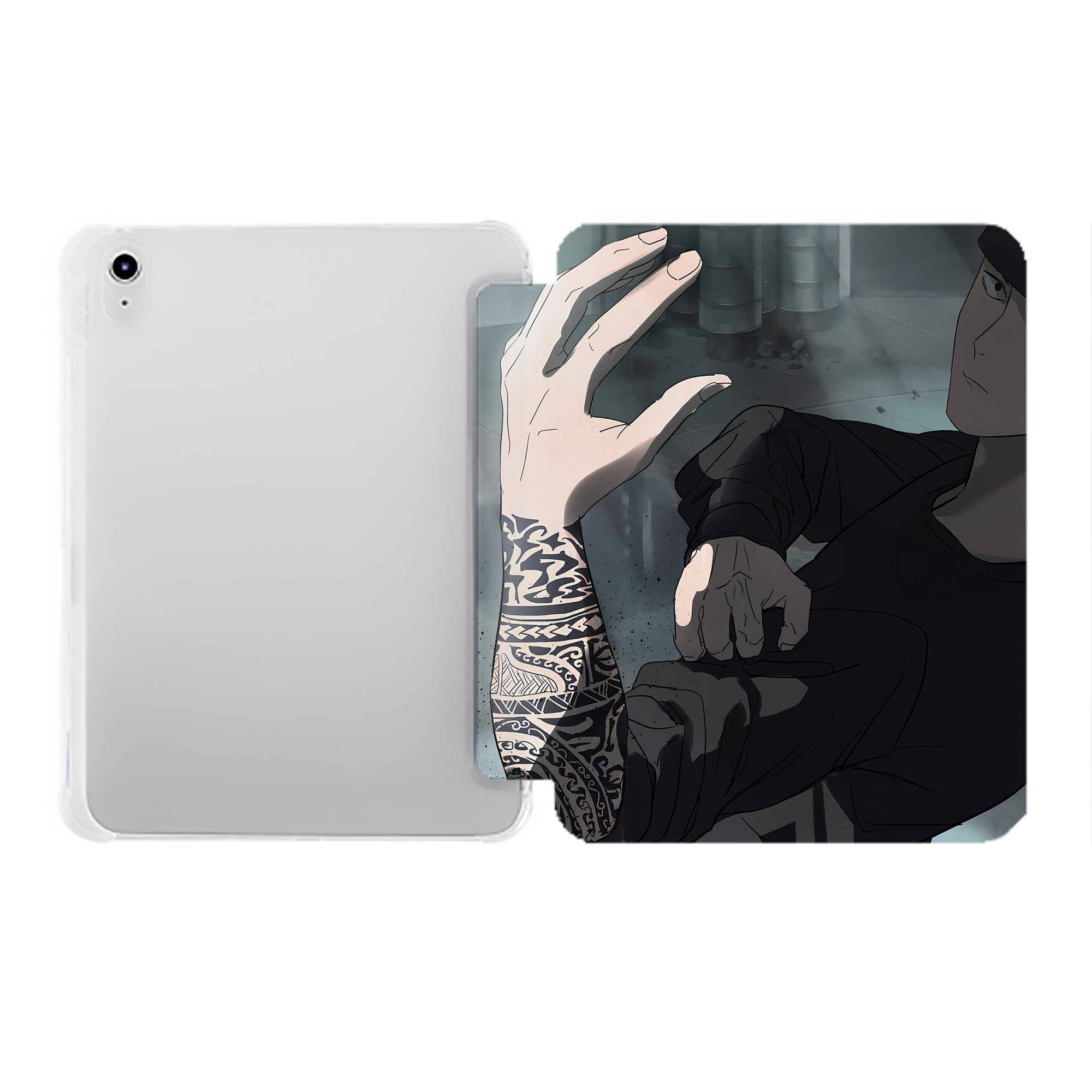 （画像用） 呪術廻戦 Jujutsu Kaisen IPad ケース ペン収納付き 三つ折りスタンド PUレザー×シリコン 対応機種9.5/10.5/10.9インチ